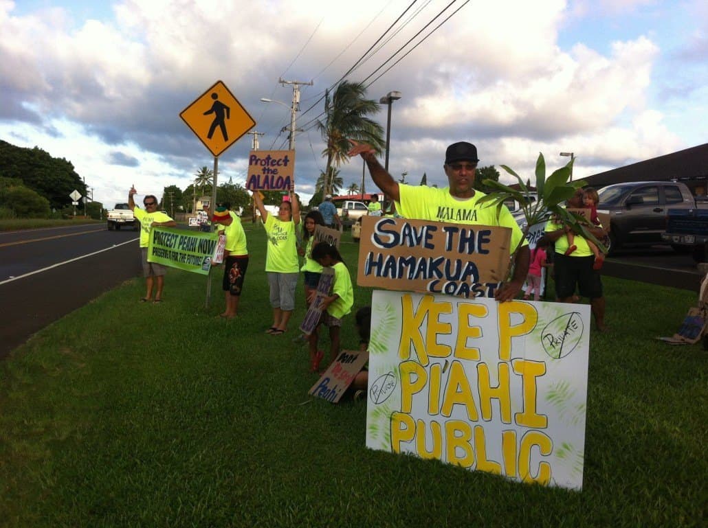 Protect Peahi Coalition Members advocate for protection of coastal lands.