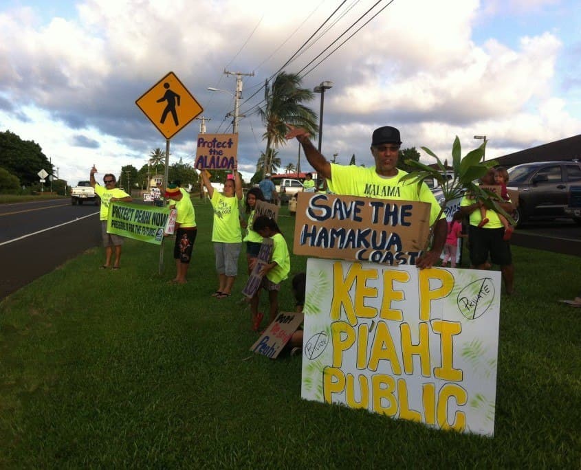 Protect Peahi Coalition Members advocate for protection of coastal lands.